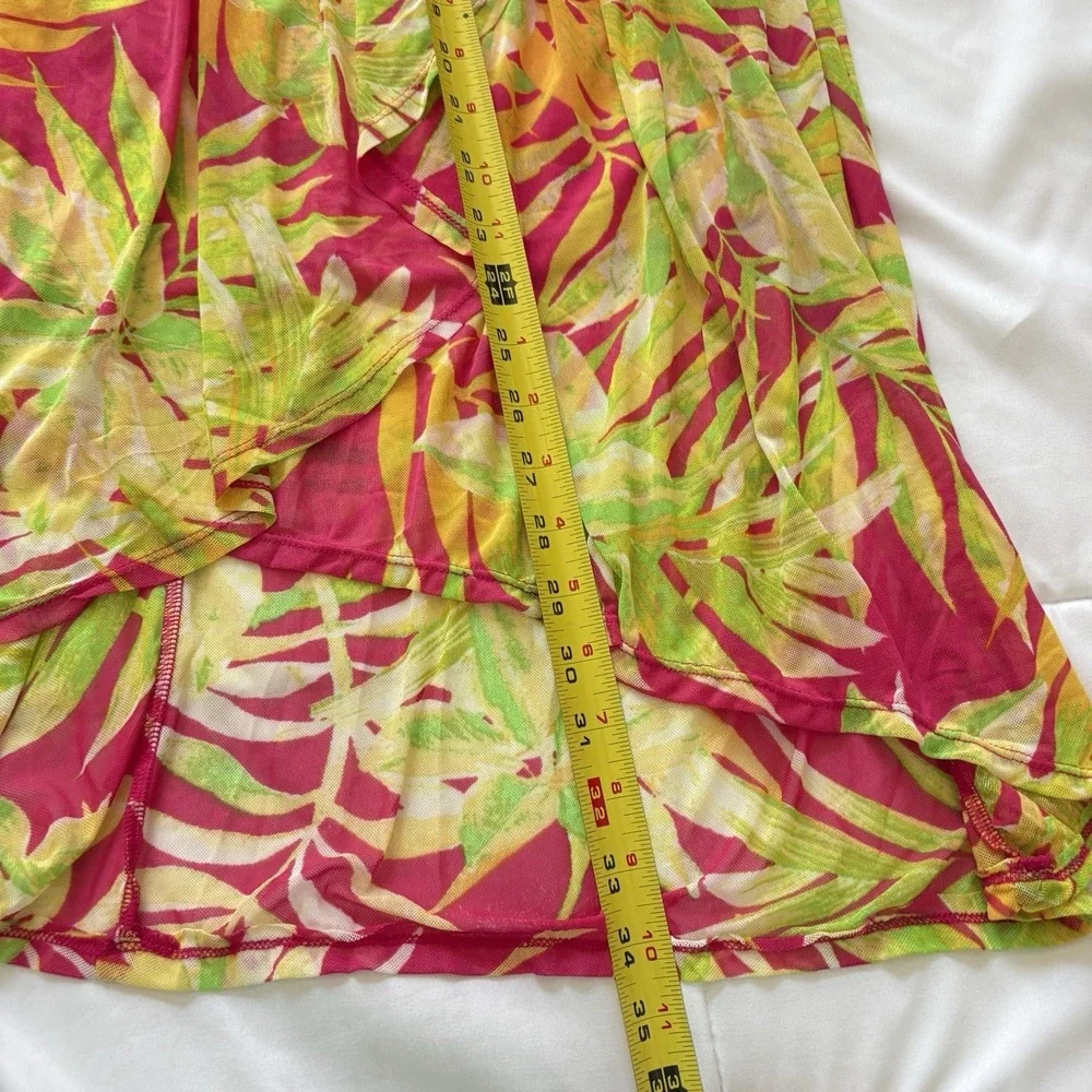 Maxi Skirt Womens Medium Pink Green Floral Tropical Feminine Dainty Hippie Beach